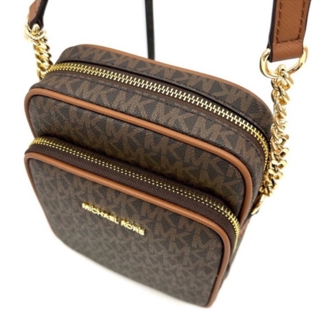 Michael Kors Medium NS Chain Xbody Bag & Small TZ Coinpouch w/D Brown/Gold - Picture 6 of 12